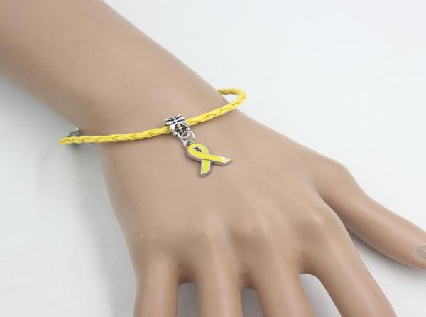 

new arrival whole endometriosis bracelet yellow ribbon charm bracelet endometriosis awareness jewelry for cancer center founda8607568, Golden;silver