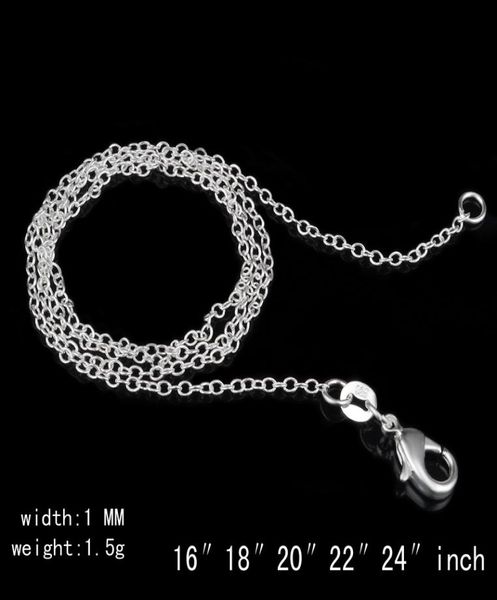 

1mm 925 sterling silver chains link rolo necklace with lobster clasps jewelry for women 16 18 20 22 24inches us ems 6573761