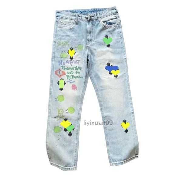 

2023 ch designer jeans for womens mens make old washed pants straight trousers heart letter prints woman man casual long style bottoms 616a, Blue