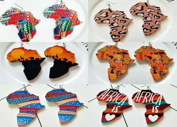 

tribal wood africa map diy colorful painting afro earrings round wooden boho african bohemia ear jewelry party accessory6559884, Silver