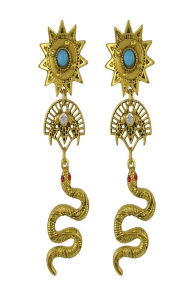 

2 colors trendy retro snake punk metal rhinestone party earrings1186893, Silver