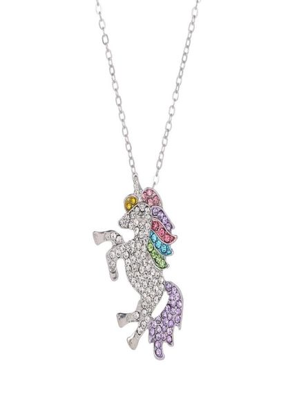 

personality simple rhinestones unicorn pendant necklace temperament sweet girl women fashion jewelry accessories9943413, Silver