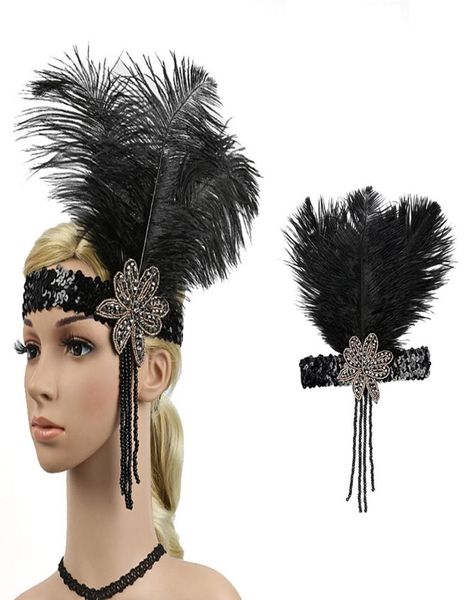 

headbands for women wedding beaded rhinestones handmade headpiece female fascinator feather flapper party headband headdress4675780, Silver