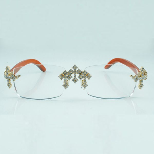 

cross diamond orange wood eyeglass frame 3524012 with 56mm clear lens, Silver