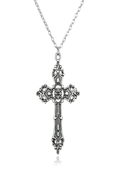 

fashion vintage cross pendant necklace for women men gift long chain punk goth jewelry accessories choker gothic whole5643513, Silver