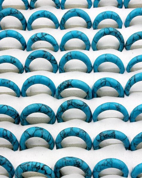 

whole 50pcs blue band rings turquoises stone wedding engagement jewelry ring for women men gift4595673, Silver