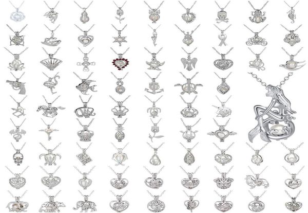 

love wish pearl cage pendant necklaces for women hollow natural pearl with oyster pearl cages charm silver chains fashion jewelry7883825
