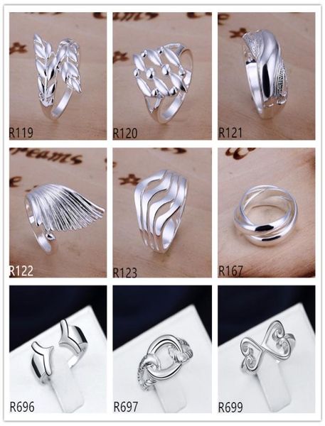

plated sterling silver ring 10 pieces a lot mixed style emr4brand new burst models fashion 925 silver plate ring8072325