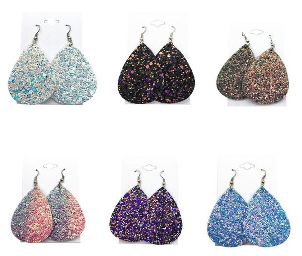 

bohemian fashion jewelry simple pendant drop earrings for women glitter tear leather earrings 6 color friend gifts a79a89610180, Silver