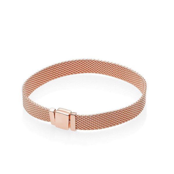 

18k rose gold strap style charm bracelet for pandora mesh bracelets designer jewelry set for women men girlfriend gift luxury couple bracele, Golden;silver
