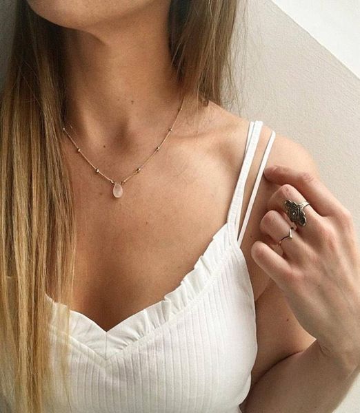 

natural crystal necklace copper bead chain women039s clavicle necklace7476276, Silver