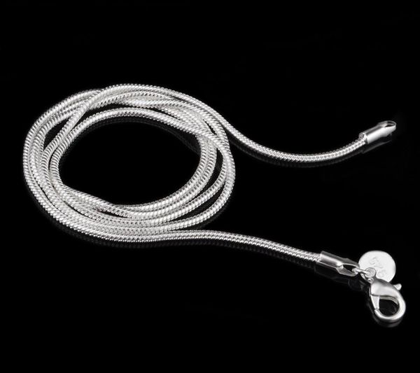 

1mm 925 sterling silver plated snake chains necklace jewelry3023647