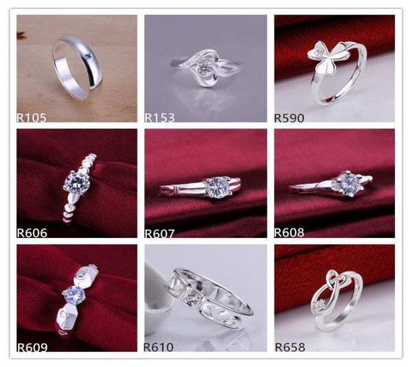 

high grade women039s gemstone sterling silver plated rings 10 pieces mixed stylewedding fashion 925 silver ring gtr9 factory d4489760, Slivery;golden