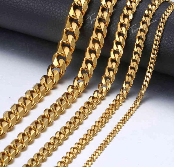 

necklaces mens stainless steel gold curb cuban link chain necklace for men jewelry gifts 311mm hknm1564857526, Silver
