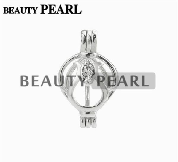 

5 pieces pearl cage pendant flower zircon charm pick pearl 925 sterling silver jewellery pendant mountings1286189
