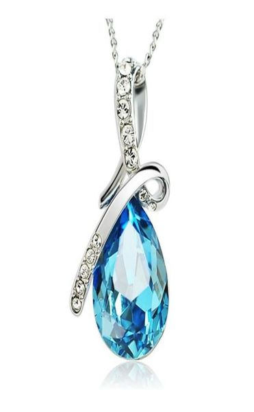 

925 sterling silver plated blue crystal gemstone amethyst heart pendant necklaces4008430