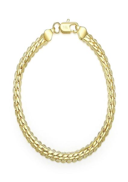 

wholesale 18k real gold plated 5mm chain bracelet & bangles length 20cm fashion jewelry for men and women 106009, Black