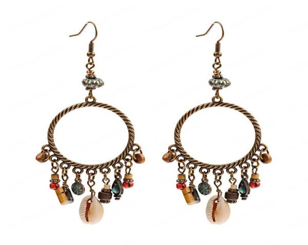 

ethnic boho round alloy summer earrings charm shell wood pendants tassel dangle earrings fashion jewelry brincos3253486, Silver