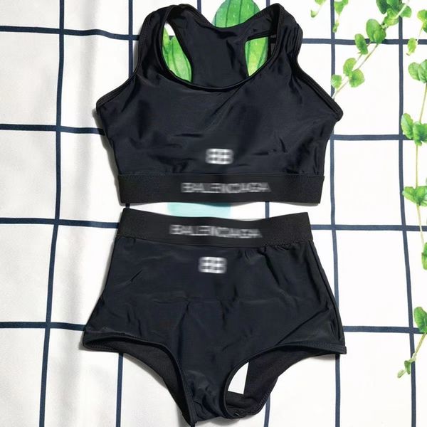 

women designer swimwear set tankinis swimsuit lady fashion 2023 bathing suit bikini beach wear print word tank gym bodybuilding, White;black