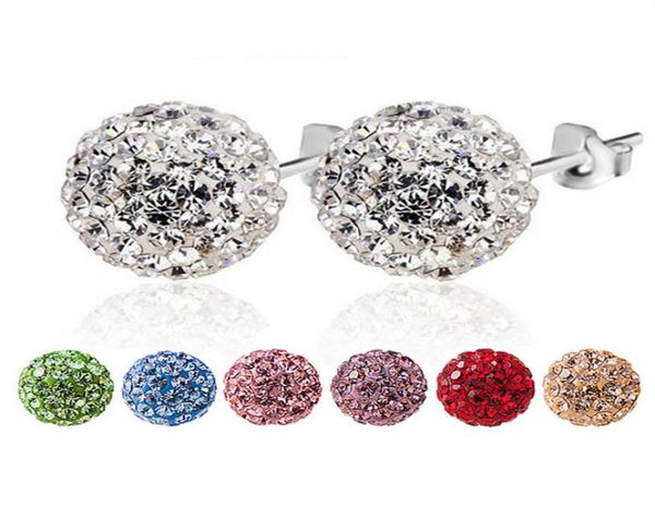 

fashion korean beads stud earrings 7 colors ladies crystal rhinestones ball earrings for women luxury jewelry in bulk wjl22972259699, Golden;silver