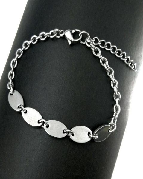 

titanium steel heart oval charm bracelets stainless steel blank pendant chain own engravable bracelet for women men bracelet jewel9512645, Golden;silver