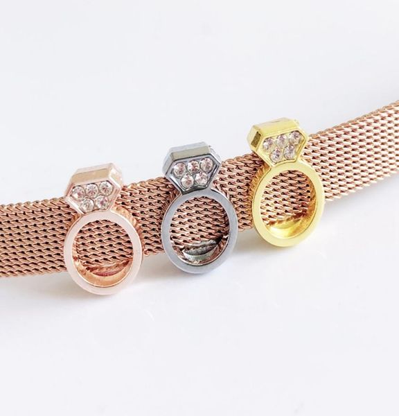 

10pcs mixed color rings slider charms beads fit 8mm pet collar name belts tags wristband bracelets1598673, Bronze;silver