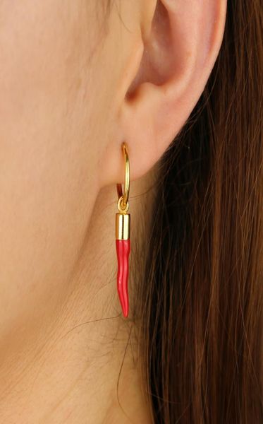 

new arrived red enamel chili pepper charm drop dangle earrings gold color cute red color dangle charm earring for women lady6903478, Silver