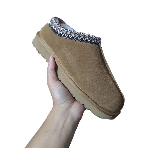 

tasman slippers chestnut fur slides sheepskin shearling tazz new mules women men ultra mini platform boot slip-on shoes suede upper comfort, Black