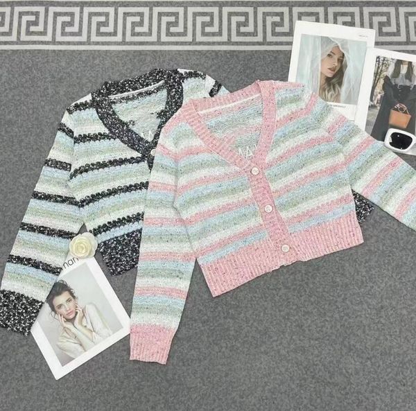 

new women sweaters long sleeve casual cardigan v-neck patchwork knit designer sweater fashion spatching letter print jacket, White;black