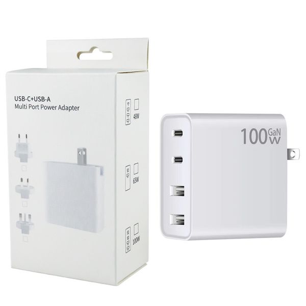 Cell Phone Chargers US EU AU UK Charger 100W USB Type C PD Fast Charger with Quick Charge 4.0 3.0 USB Phone Charger For MacBook Laptop Smartphone with box