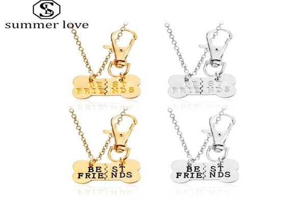 

selling bone shape friendship pendants keychain necklace for women couple silver gold plating jewelry set fahion heart charm n7347220