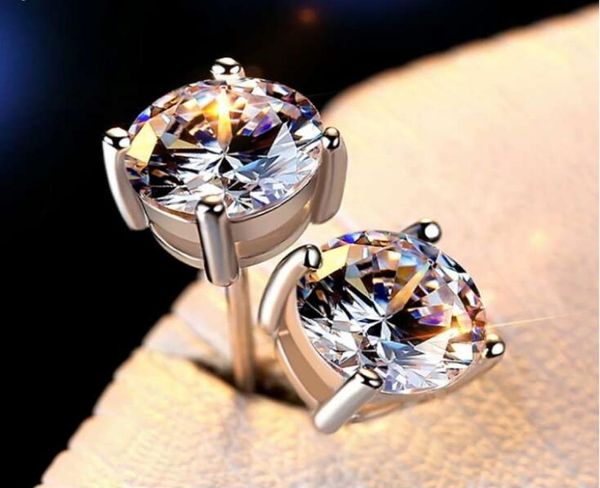 

925 sterling silver earrings items crystal jewelry stud earrings wedding vintage four claw diamond charms new arrival5610723, Golden;silver