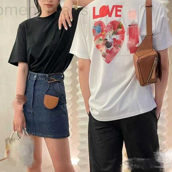 

men's t-shirts designer high-quality luxury new heart-shaped printed cotton short-sleeved t-shirt for men and women's os loose cas, White;black