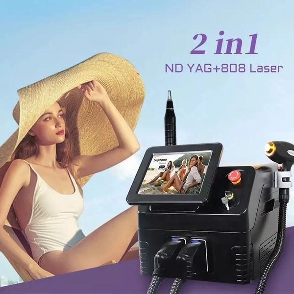 

2000w 808 diode laser permanent portable 2 in 1 picosecond laser tattoo removal and hair removal switched machine, Black
