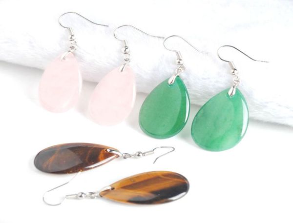 

wojiaer indian tribal natural stone dangle hook earrings water drop earring for women crystal quartz gift jewelry bv9115517704, Silver