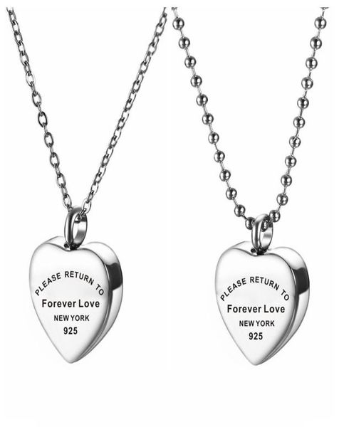 

heart memory necklace for women please return to forever love stainless steel necklace ashes urn jewelry6825139, Silver
