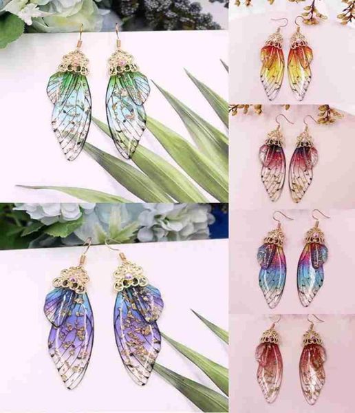 

elegant fairy wing earrings insect butterfly wing color luxury earring rhinestone jewelry new foil long dangle gradient3717330, Silver