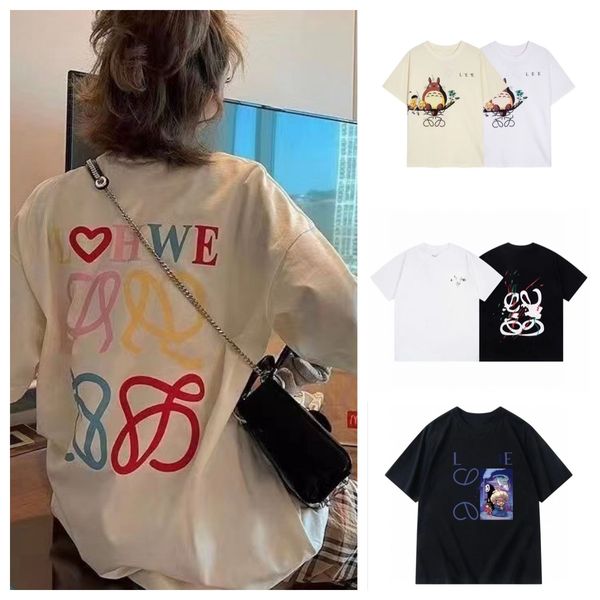 

summer mens women designers t shirt man womens tshirt with loewees letters print short sleeves shirts men loose oversize luxury street tees, White