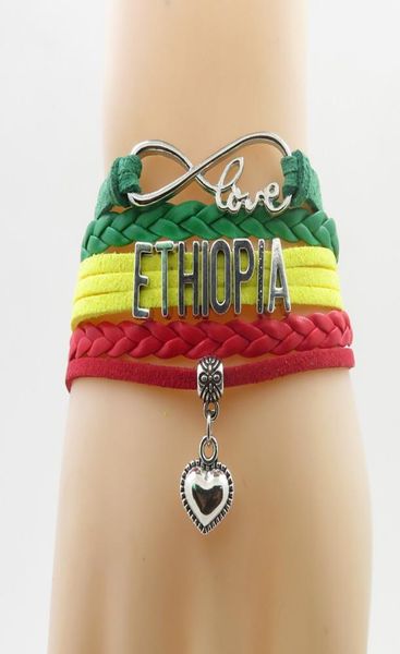 

infinity national ethiopia bracelet heart charm love thiopia national flag bracelet bangle for woman and man6200116, Golden;silver