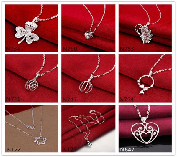 

heart butterfly 925 silver necklacewith chain 10 pieces a lot mixed style women039s gemstone sterling silver pendant necklac3474309