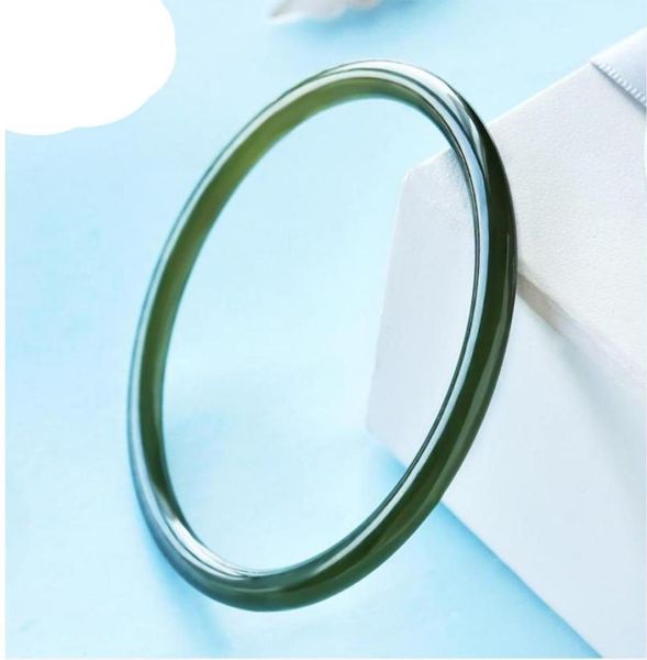 

5662mm natural green agate jade bracelet01234567892854175, Black