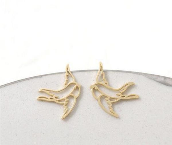 

fashion hollow swallow stud earrings whole 0123456781415190, Golden;silver