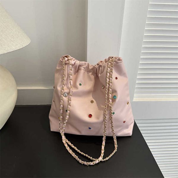 

diamond embellished design portable large capacity bag women's summer minimalist tote bag colorful diamond fashionable shoulder bag