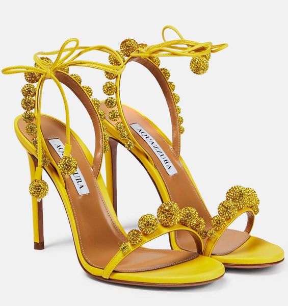 

summer luxury aquazzura disco dancer sandals shoes women lady pumps party dress wedding sparking crystal balls wrap-tie ankle gladiator sand, Black