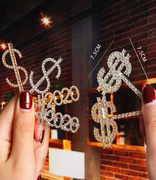 

new crystal rhinestone letter hair clips gold hairpin diamond 2020 words barrettes fashion bangs clip women hair accessories 8655889, Golden;silver