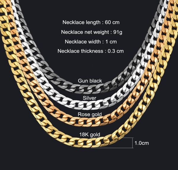 

miami cuban link chain necklace 1cm silvergold color curb chain for men jewelry corrente de prata masculina whole mens neckla2260432, Silver