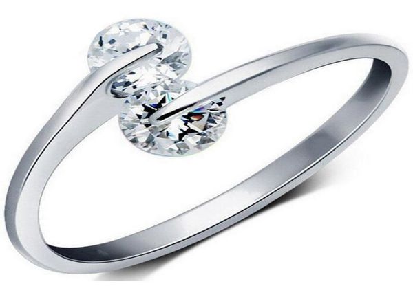 

silver band ring cubic zirconia finger rings for women girl wedding party open size fashion jewelry whole 0106wh1088947, Golden;silver