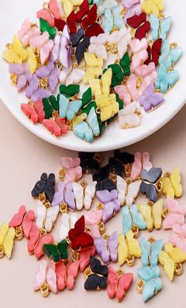 

50pcs 13x13mm 9 color resin animal vintage gold butterfly charms for jewelry making pendants necklaces cute earrings bracelets bij7817339, Bronze;silver
