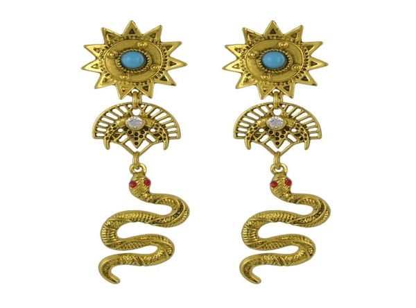 

2 colors trendy retro snake punk metal rhinestone party earrings9234786, Silver