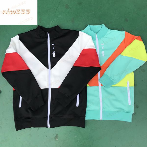

23ss new tracksuits splicing collision flocked letters printed pattern zipper loose versatile black blue cyan men women suit, Gray